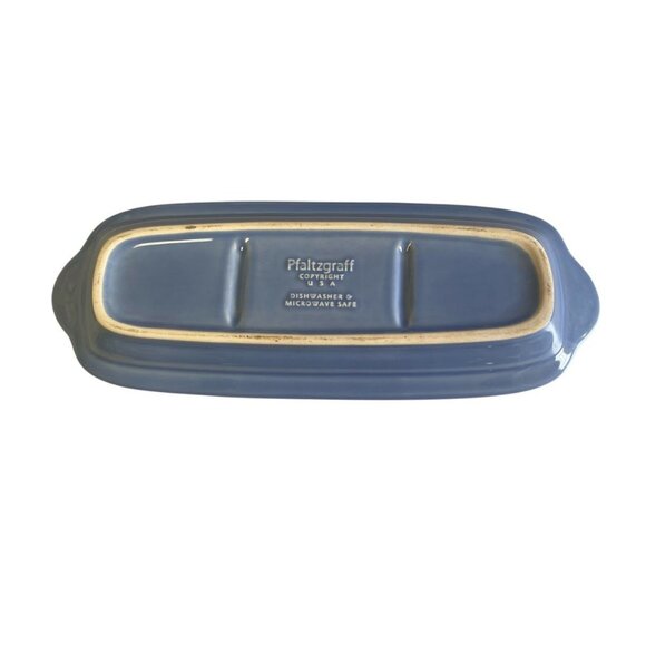 Pfaltzgraff Blue Divided Ceramic Serving Tray 12" Dishwasher & Microwave Safe - Picture 2 of 2